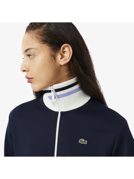 Lacoste Bluza Z Zamkiem I Ozdobnymi Paskami niebieska