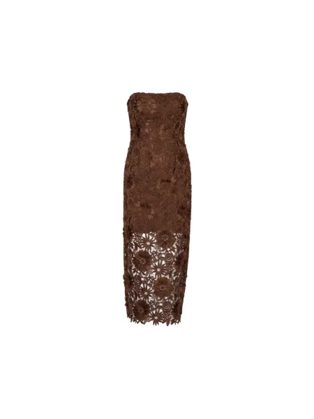 Sukienka midi Rotate Birger Christensen brązowa