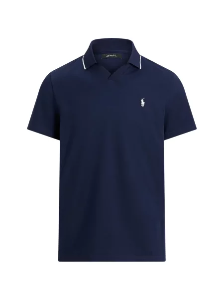 Tricou Rlx Ralph Lauren cu decolteu în V cu autograf albastru