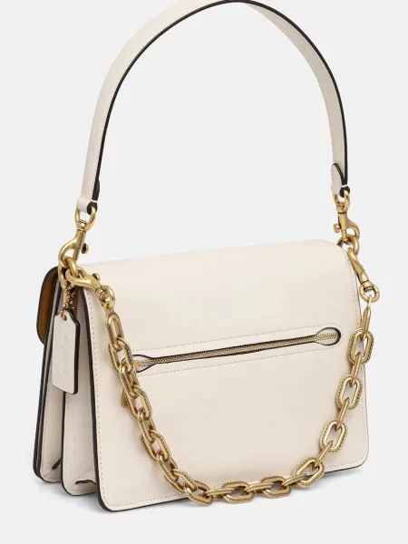 Кожаная сумка Coach бежевая