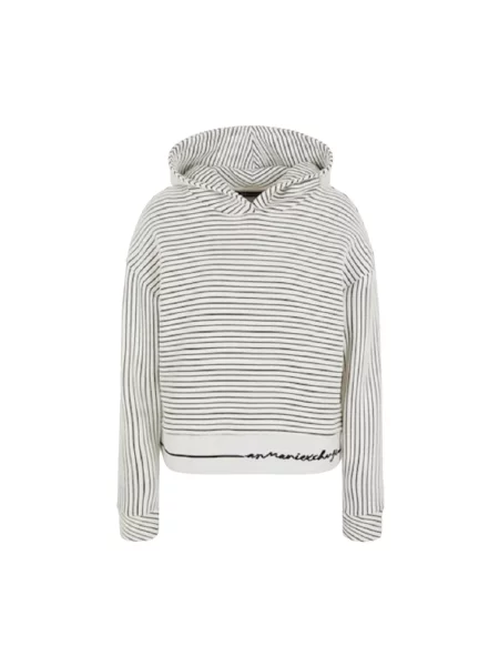 Bluza z kapturem Armani Exchange z kapturem biała