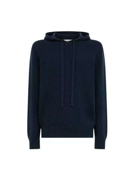 Bluza z kapturem Laneus z kaszmiru z kapturem niebieska