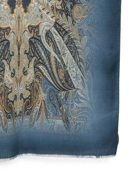Fular Etro cu imagine cu model paisley albastru