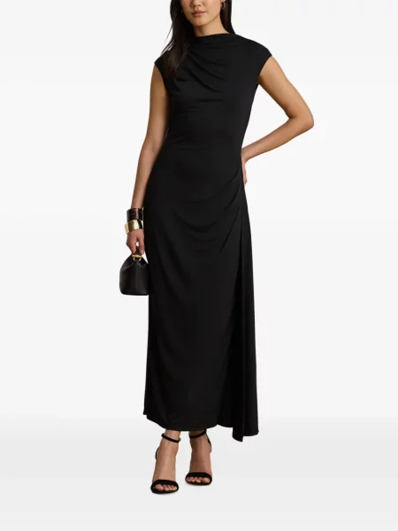 Rochie maxi Lauren Ralph Lauren cu decolteu barcă negru