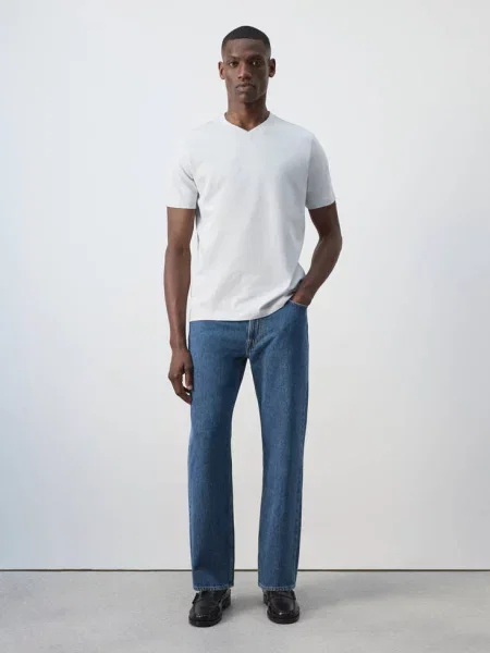 Koszulka slim fit bladozielony Mężczyzna XS MANGO MAN
