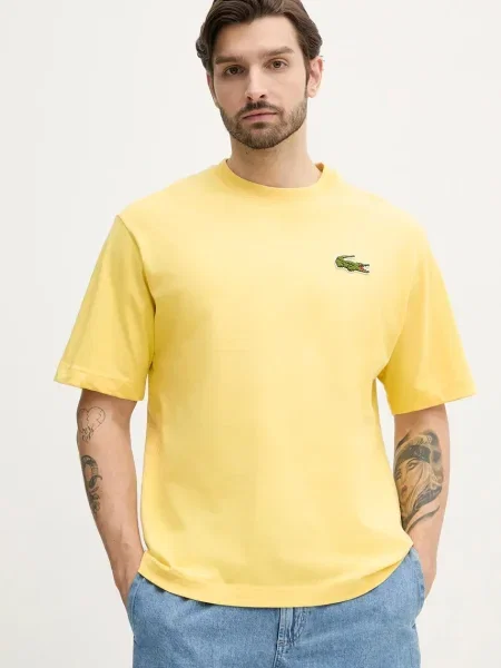 Тениска Lacoste с изчистен дизайн жълто
