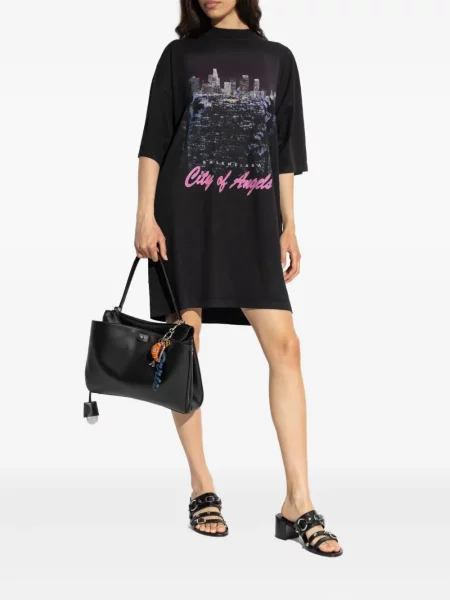Rochie tip cămașă Balenciaga cu imagine negru