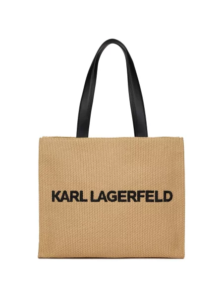 Karl Lagerfeld geantă tote pentru femei împletită K/ESSENTIAL bej