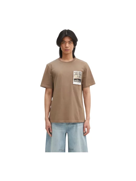 Helmut Lang t-shirt Pstcard T Grnwch.Mal z nadrukiem brązowy