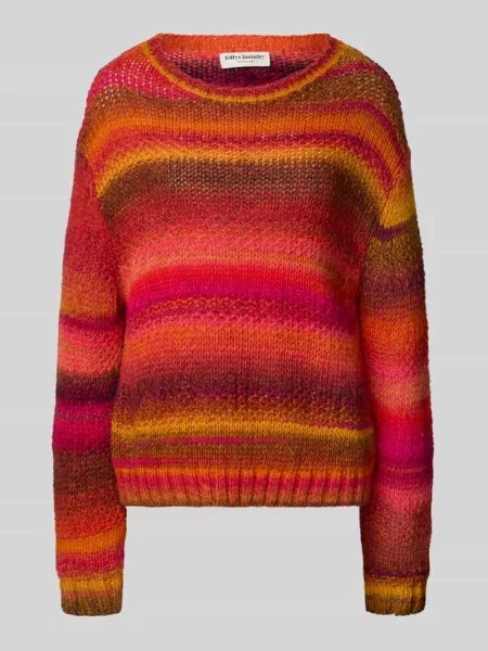 Sweter z dzianiny z okrągłym dekoltem model ‘Fairhaven’ Lollys Laundry czerwony
