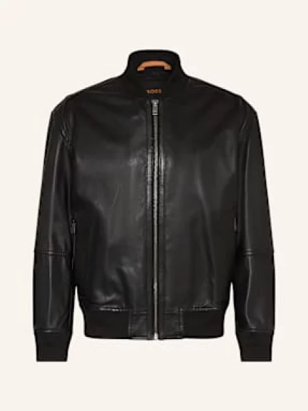 Boss Kožená Bunda Jobrice černá