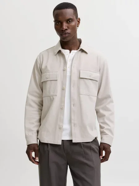 Jack & Jones koszula typu overshirt Mężczyźni Sztuczne włókno S beżowy
