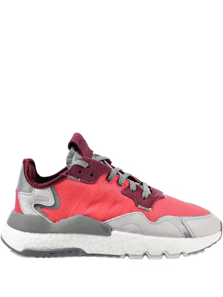 Legginsy Adidas do biegania z nadrukiem z dekoltem w serek czerwone