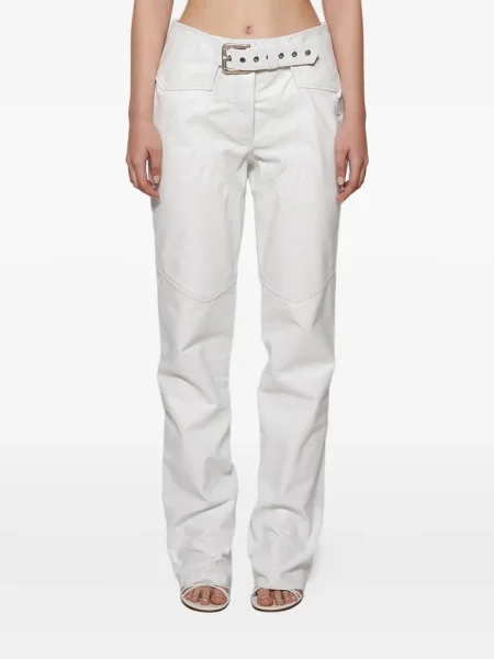 Pantaloni Angelica Montini Studios din piele alb