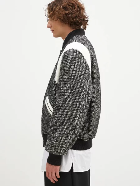 Kenzo kurtka bomber z domieszką wełny Wool Varsity Jacket zimowa oversize czarny