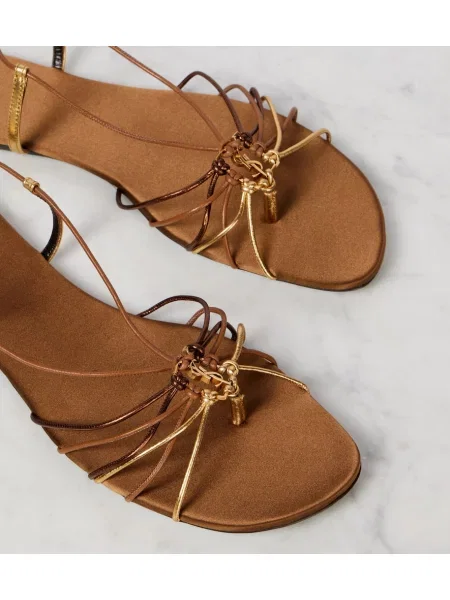 Sandale Saint Laurent din piele auriu