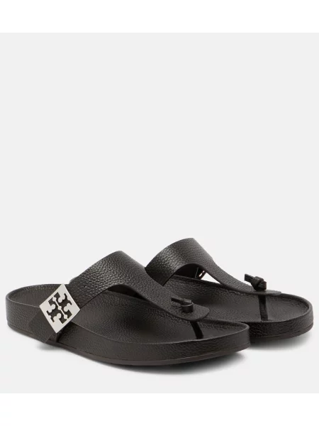 Chiloți tanga Tory Burch din piele maro