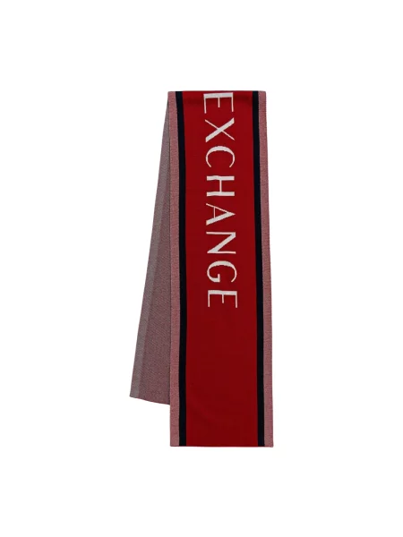 Armani Exchange szalik z dodatkiem wełny wzorzysty czerwony