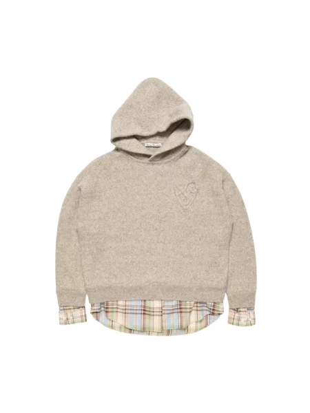 Sweter Acne Studios wełniany z kapturem beżowy