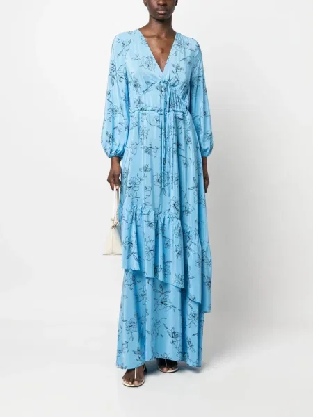 Gėlėtas raštuotas kostiumas maxi suknele Ivy & Oak mėlyna