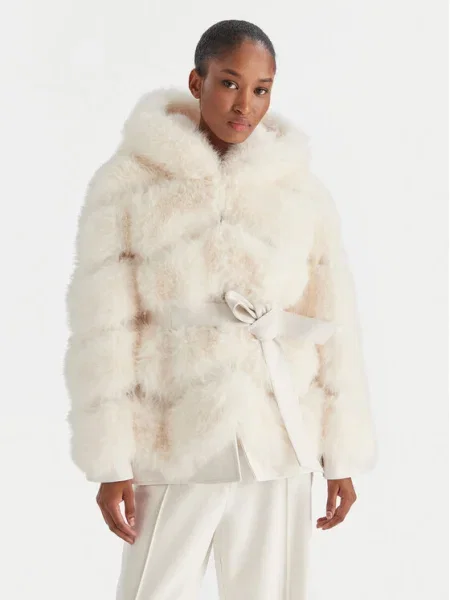 YES LONDON Кожено палто Екрю