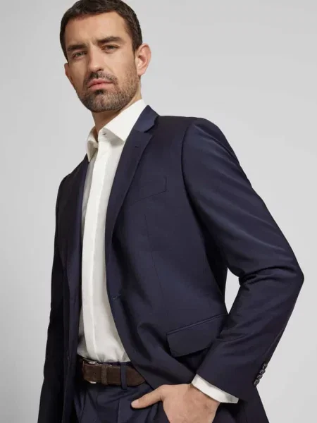 Marynarka o kroju slim fit z dwoma nachodzącymi na siebie model ‘Huge’ Boss granatowa