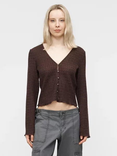 ONLY Geacă tricotată ONLILSE închis maro