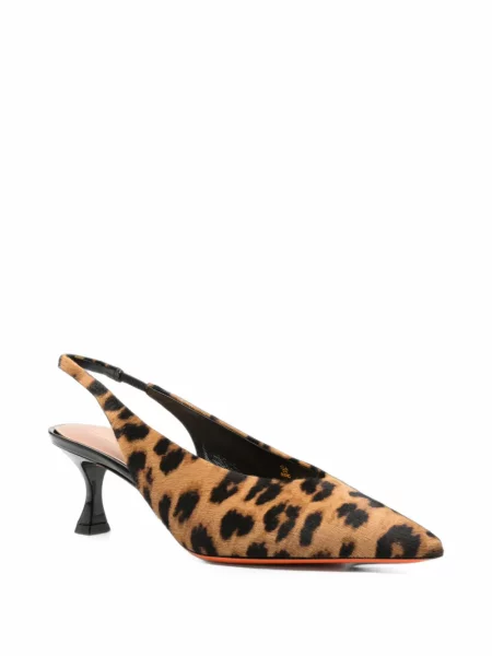 Pantofi cu toc Santoni cu imagine cu model leopard slingback maro