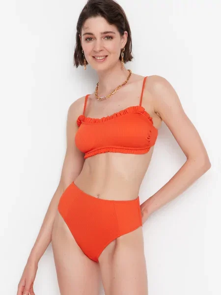 Bikini Trendyol cu talie înaltă roșu