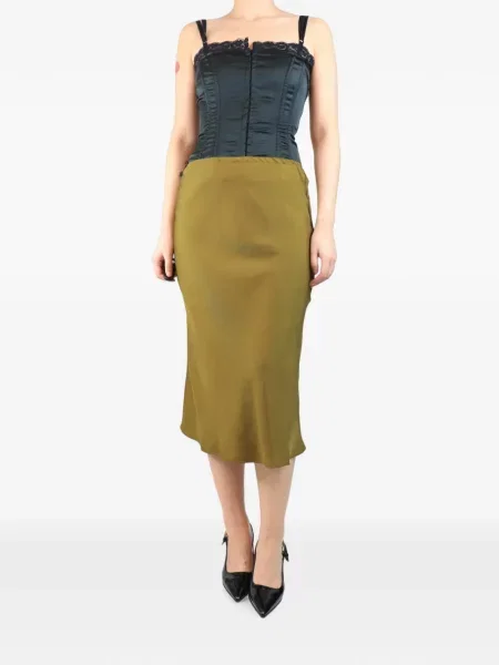 Fustă midi Soeur din satin verde