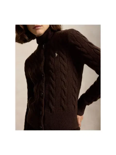 Kardigan Polo Ralph Lauren z kaszmiru brązowy