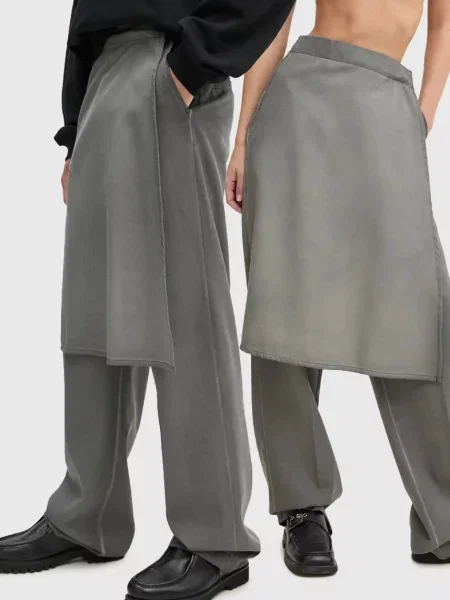 Sunnei pantaloni de lana lat high waist gri