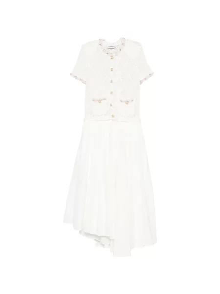 Rochie Self-portrait cu perle tricotate alb