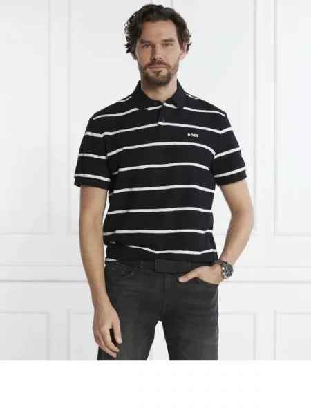 BOSS ORANGE Tenisz póló PalesStripe fekete