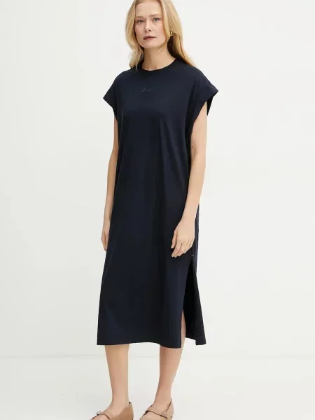 BOSS Orange rochie marin midi drept albastru