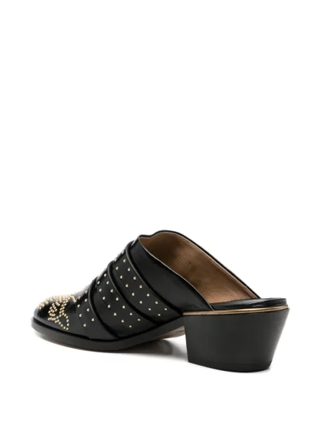 Papuci tip mules Chloé cu tepi negru