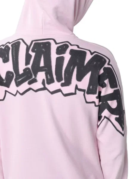 Bluza z kapturem Disclaimer z nadrukiem różowa