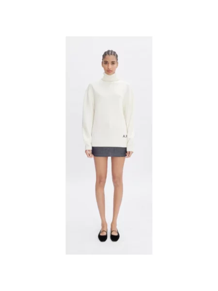 Sweter A.p.c. wełniany do golfa retro beżowy