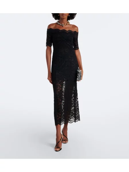 Rochie midi Rabanne din dantelă negru