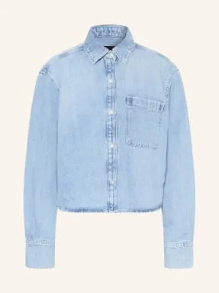 7 For All Mankind Bluzka Jeansowa Ivy Z Lnem blau niebieska