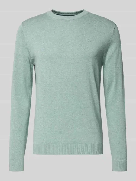 Sweter z dzianiny o kroju regular fit z czystej bawełny Tom Tailor miętowy