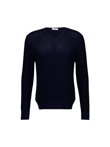 Sweter Ferragamo z dekoltem w serek niebieski