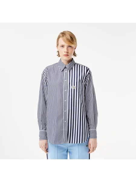 Lacoste Koszula Z Bawełny Popelinowej W Paski X Bandier biała