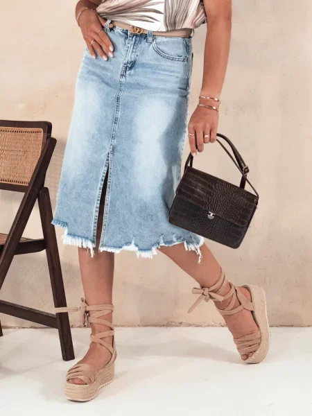 Fustă din denim Dstreet gri