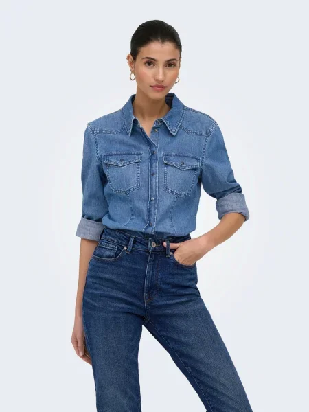 ONLY Blúzka ONLOLIVIA denim modrá