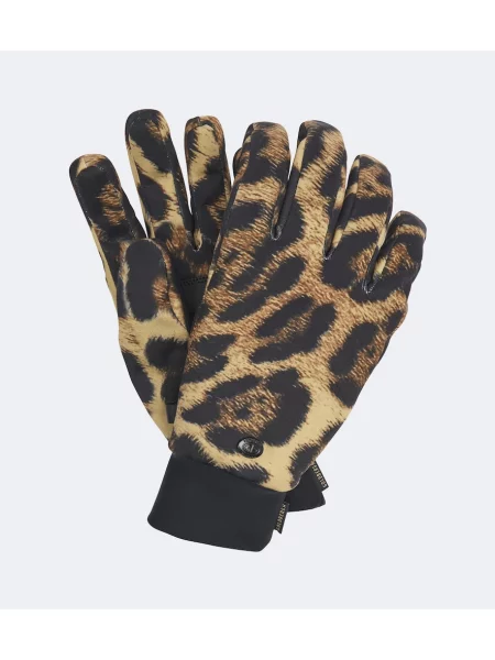 Leopardí rukavice Goldbergh s potiskem hnědé