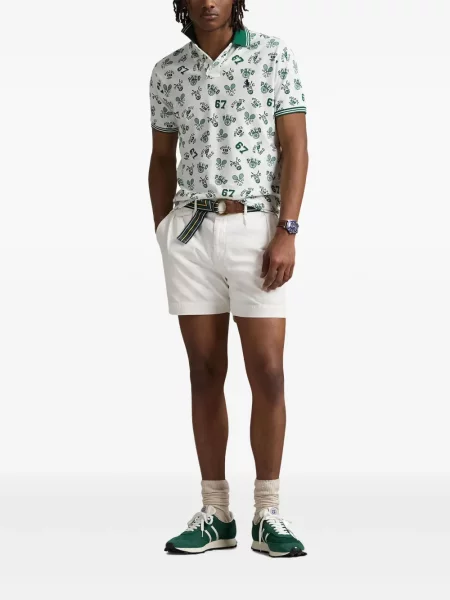 Tricou Polo Ralph Lauren din piele cu broderie în carouri maro