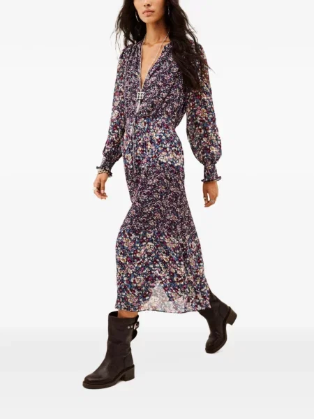 Rochie midi Ba&sh cu model floral cu imagine albastru