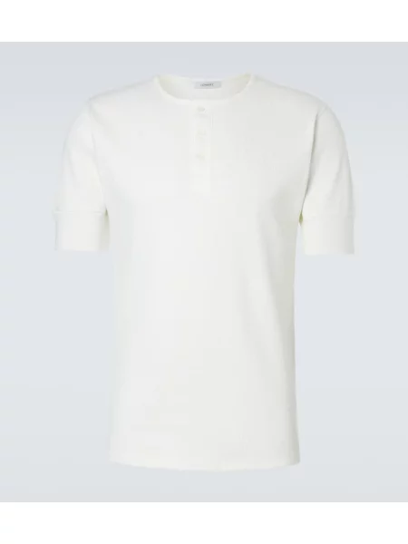 Cămașă Lemaire de in cu guler henley alb