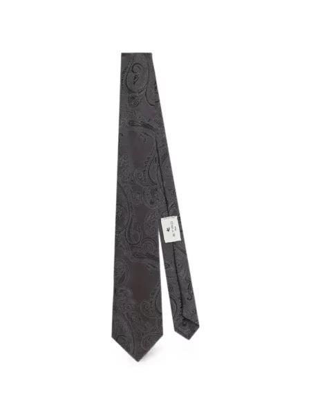 Cravată Etro cu model paisley din jacard gri